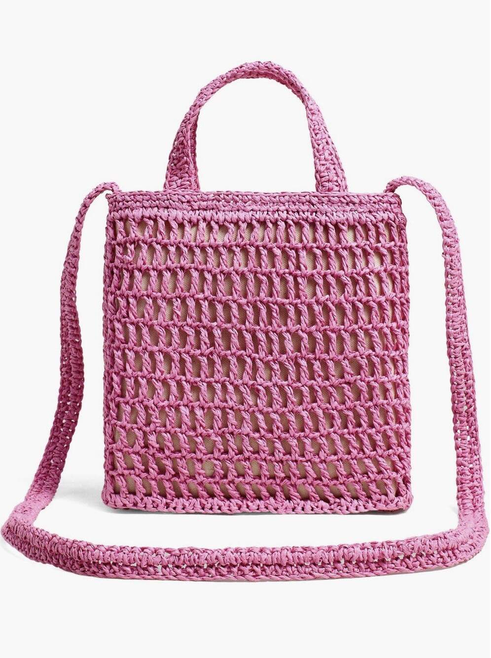 Madewell Small Transport Crossbody Straw Pink Shoulder Bag Purse
